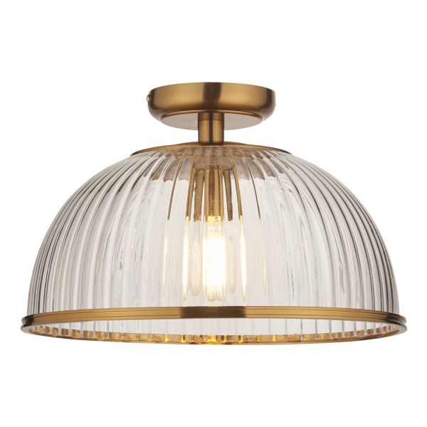 Люстра Endon 118751 Somerset Downlight Flush, Vintage brass finish & clear ribbed glass