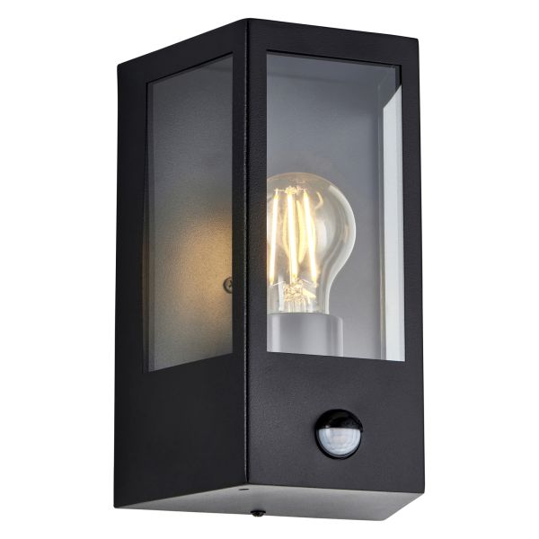 Настінний світильник Endon 120552 Huntington PIR Wall, Matt black & clear glass