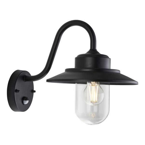 Бра Endon 120556 Thornton PIR Wall, Matt black & clear glass