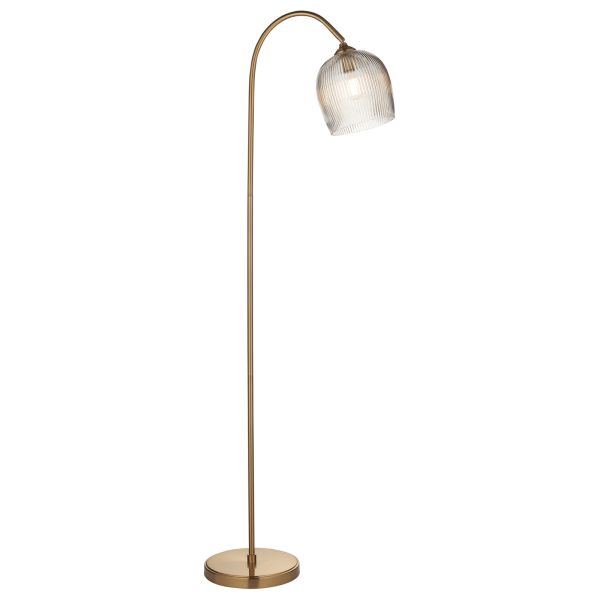 Торшер Endon 120621 Ashcroft Ribbed Floor, Brushed aged brass plate & clear ribbed glass