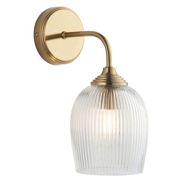 Бра Endon 120627 Ashcroft Ribbed Wall, Brushed aged brass plate & clear ribbed glass