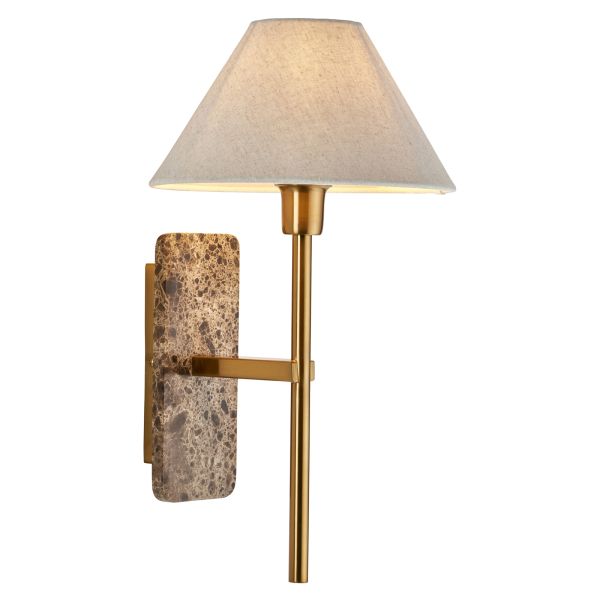 Бра Endon 120636 Faro Wall, Dark brown Emperador marble & vintage brass with natural linen