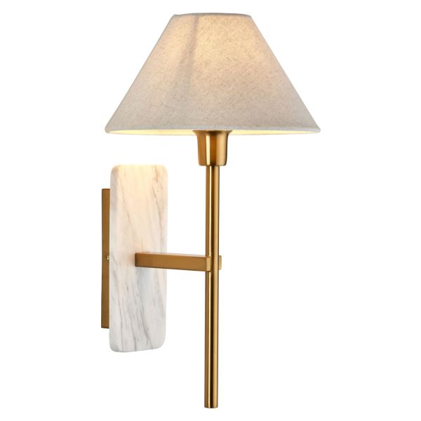 Бра Endon 120638 Faro Wall, White volakas marble & vintage brass with natural linen