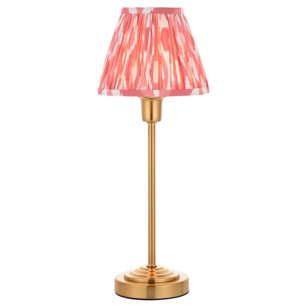 Настольная лампа Endon 120753 Rise & Ikat 16cm Table, Vintage brass finish & coral pink fabric