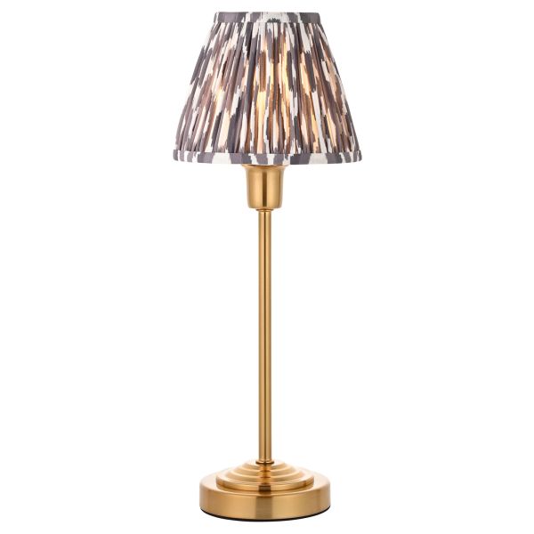 Настольная лампа Endon 120754 Rise & Ikat 16cm Table, Vintage brass finish & pearl grey fabric