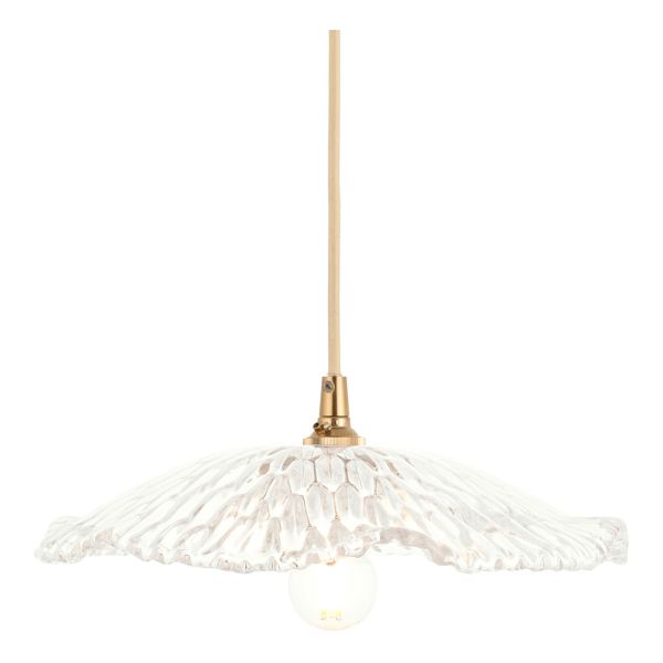 Підвісний світильник Endon 121004 Eltham & Orchid Pendant, Clear glass & brushed aged brass with natural braided cable