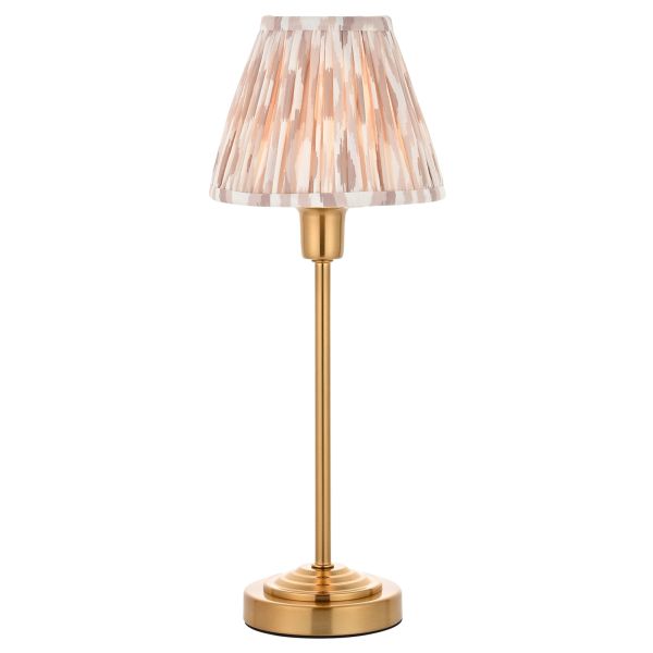 Настольная лампа Endon 121014 Rise & Ikat 16cm Table, Vintage brass finish & neutral print fabric