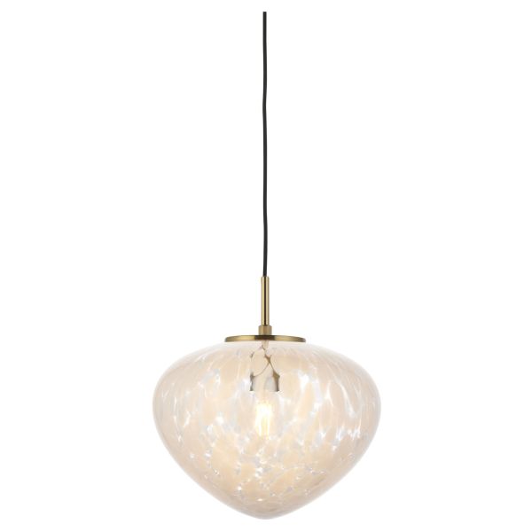 Подвесной светильник Endon 98815 Mali Pendant, Satin brass plate & white confetti glass