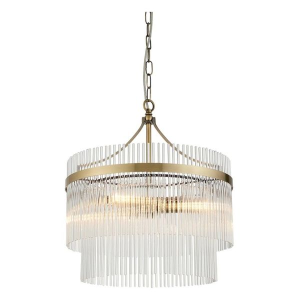 Люстра Endon 99167 Marietta 3lt Pendant, Antique brass plate & clear glass