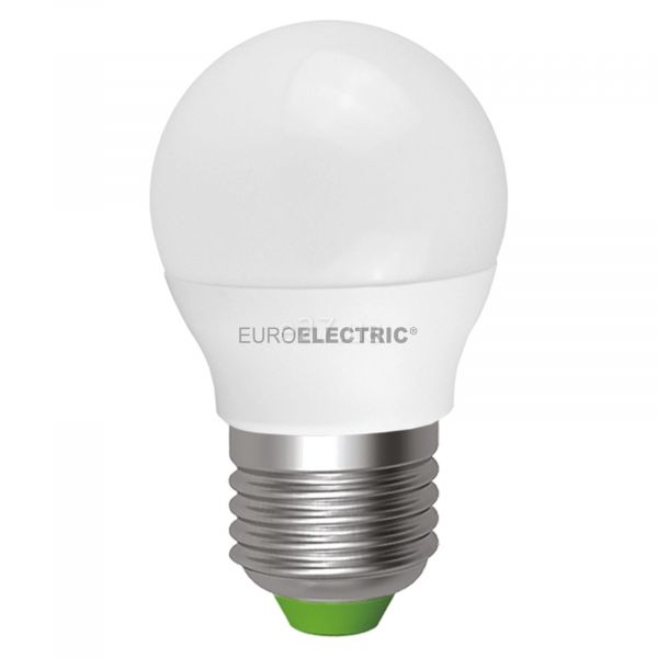 Лампа світлодіодна Euroelectric LED-G45-05274(EE) потужністю 5W. Типорозмір — G45 з цоколем E27, температура кольору — 4000K