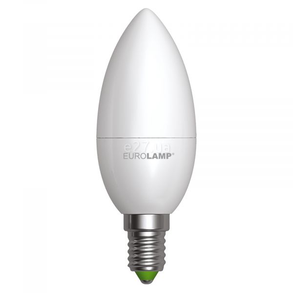 Лампа світлодіодна Eurolamp LED-CL-06143(P) потужністю 6W. Типорозмір — CL37 з цоколем E14, температура кольору — 3000K