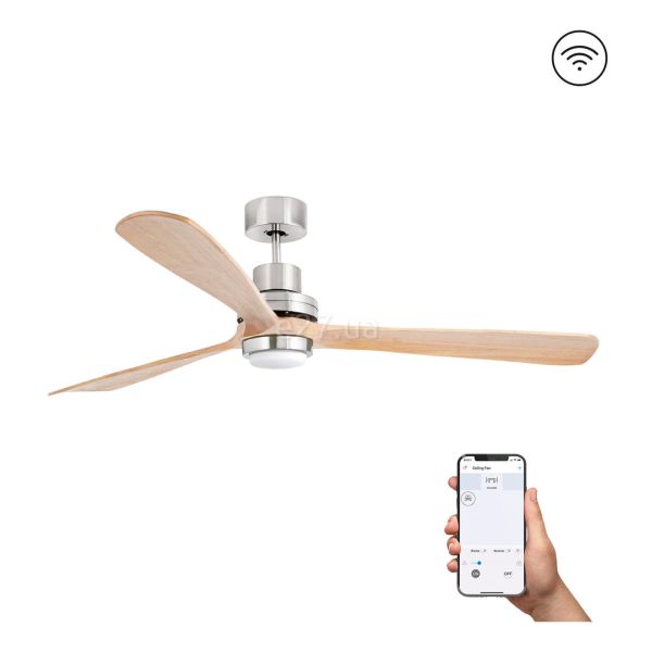 Потолочный вентилятор Faro 33505DCWP LANTAU XL LED Matt nickel/pine fan DC SMART