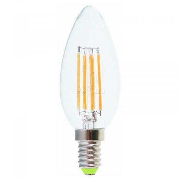 Лампа світлодіодна  сумісна з димером Feron 25651 потужністю 4W з серії Filament. Типорозмір — C37 з цоколем E14, температура кольору — 2700K
