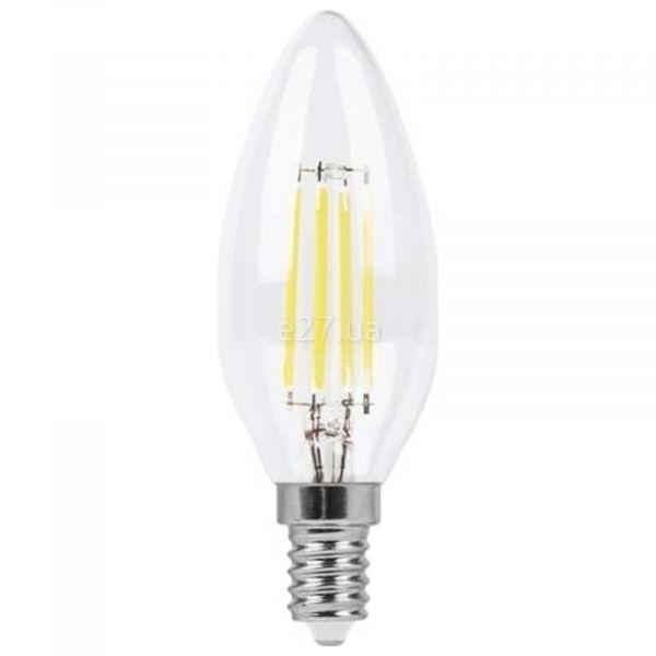Лампа світлодіодна Feron 25748 потужністю 6W з серії Filament. Типорозмір — C37 з цоколем E14, температура кольору — 2700K