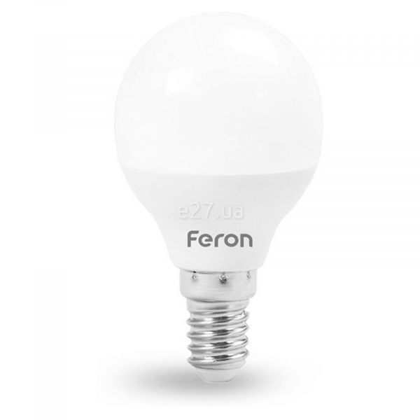 Лампа світлодіодна Feron 25813 потужністю 7W з серії Saffit. Типорозмір — P45 з цоколем E14, температура кольору — 2700K