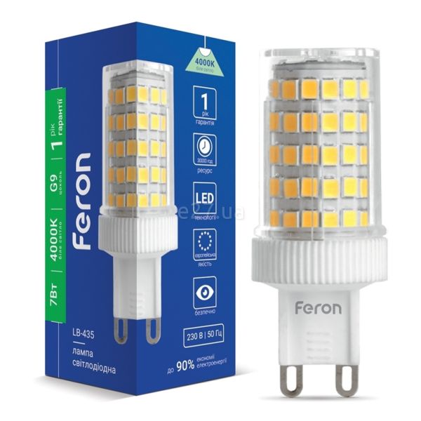Лампа світлодіодна Feron 38150 потужністю 7W з цоколем G9, температура кольору — 4000К