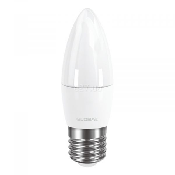 Лампа світлодіодна Global 1-GBL-131 потужністю 5W. Типорозмір — C37 з цоколем E27, температура кольору — 3000K