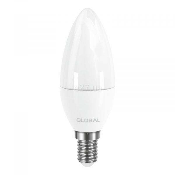 Лампа світлодіодна Global 1-GBL-133 потужністю 5W. Типорозмір — C37 з цоколем E14, температура кольору — 3000K