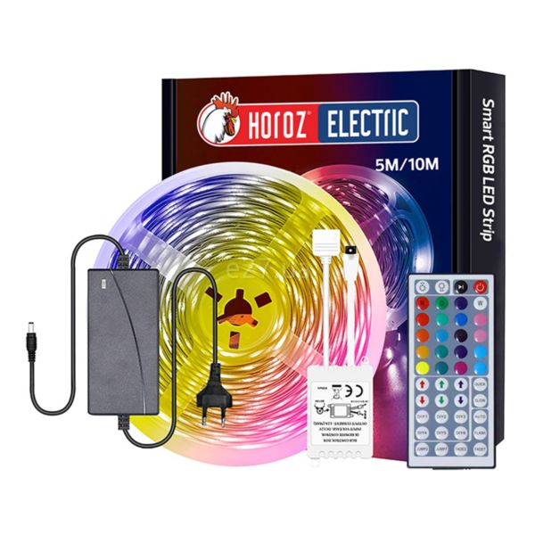 Світлодіодна стрічка Horoz Electric 081-028-0002-010 потужністю 10W з серії Victory з цоколем LED, температура кольору — RGB