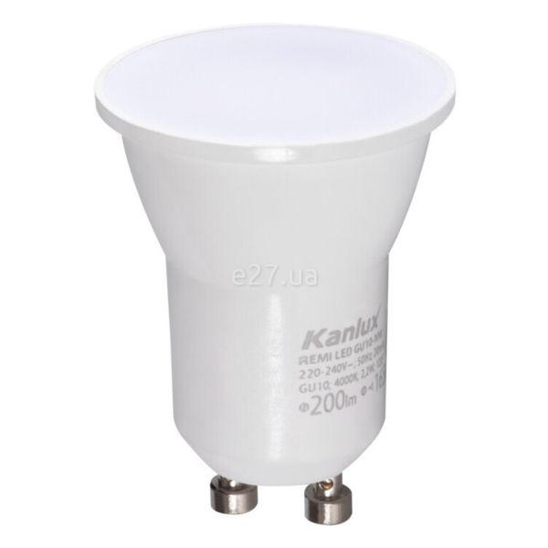 Лампа светодиодная Kanlux 33081 мощностью 2.2W из серии Remi. Типоразмер — MR11 с цоколем GU10, температура цвета — 3000K