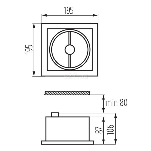Розміри товару Kanlux 4960 Mateo DLP-150-GR, габарити