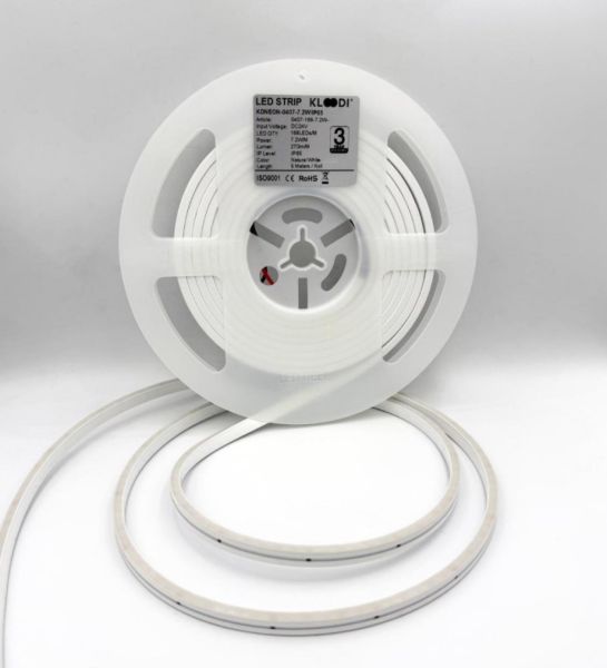 Світлодіодна стрічка Kloodi KDNEON-0407-7.2W-3K-24V IP65 потужністю Wтемпература кольору — 3000K. У наборі 5шт.