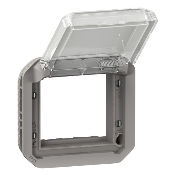 Адаптер Legrand 069580L PLEXO Адатпер для механізмів Mosaic з прозорою кришкою механізм, колір Сірий