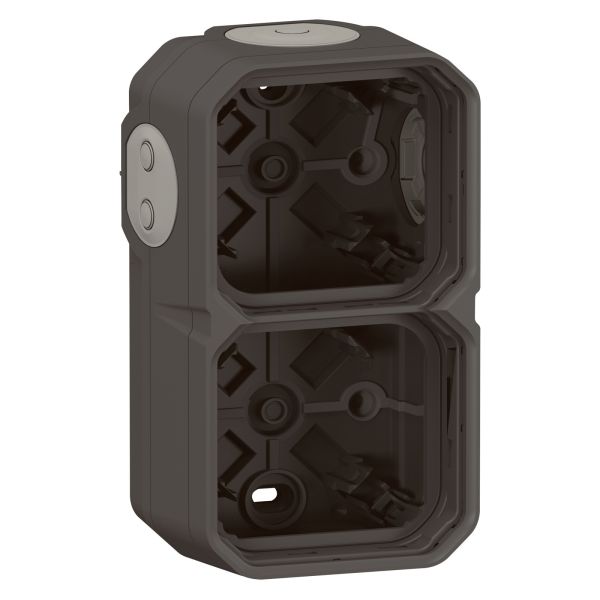 Коробка для наружного монтажа Legrand 069602L PLEXO Коробка накладна 2-постова горизонтальна/вертикальна, колір Антрацит