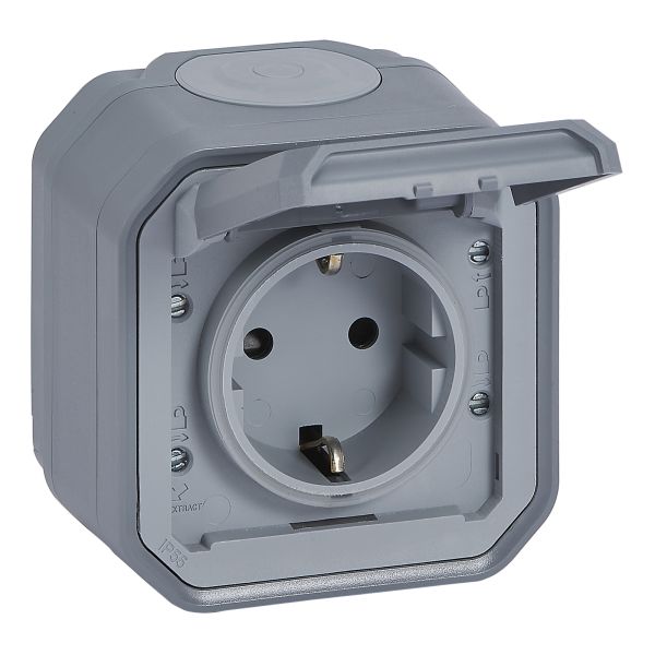 Розетка 220В Legrand 069733L PLEXO Розетка 2К+З з гвинтовими клемами накладний, колір Сірий