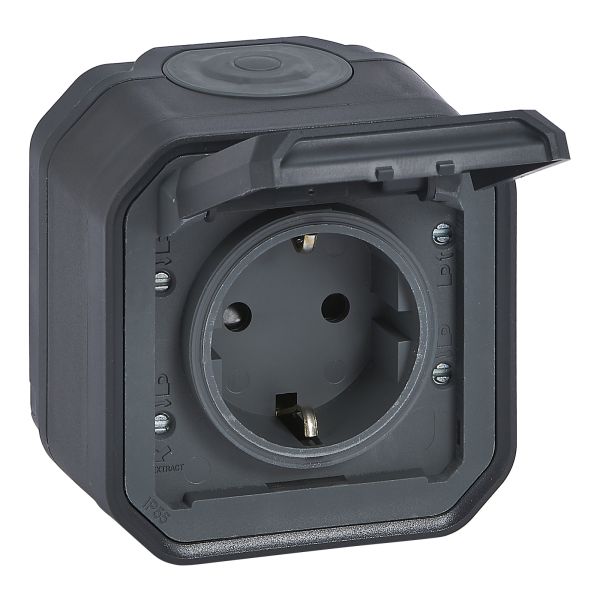 Розетка 220В Legrand 069783L PLEXO Розетка 2К+З з гвинтовими клемами накладний, колір Антрацит