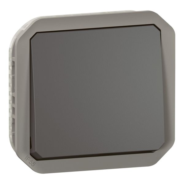 Переключатель проходной 1-клавишный Legrand 069801L PLEXO Перемикач 10А механізм, колір Антрацит