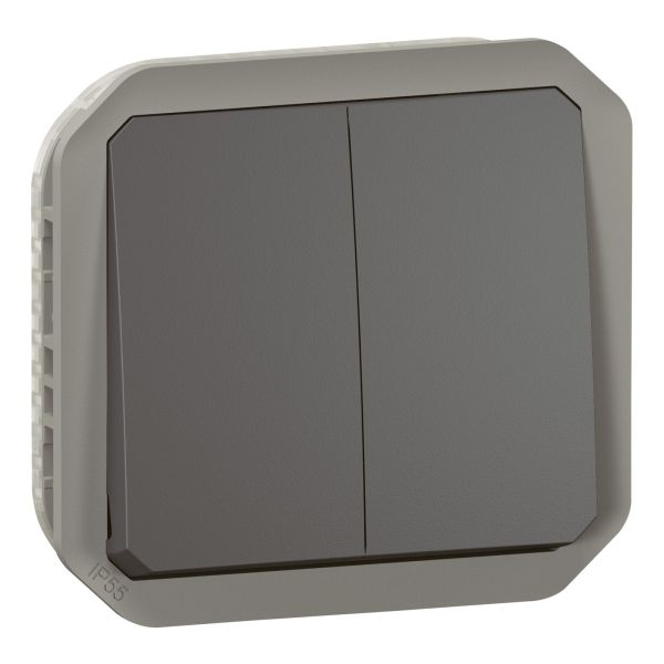 Переключатель проходной без фиксации Legrand 069805L PLEXO Перемикач/кнопка двоклавішний 10А механізм, колір Антрацит