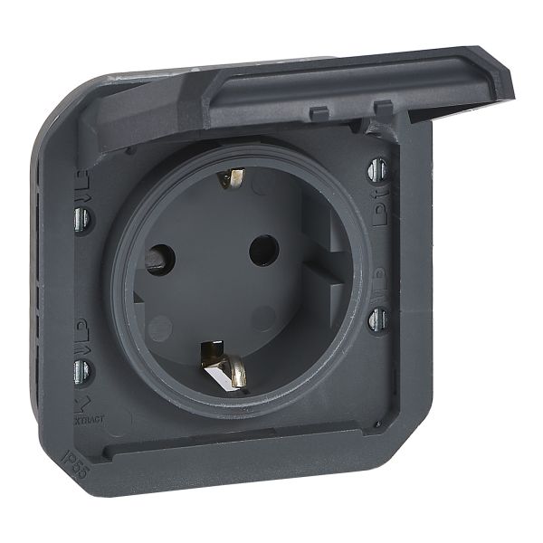 Розетка 220В Legrand 069839L PLEXO Розетка 2К+З з гвинтовими клемами механізм, колір Антрацит