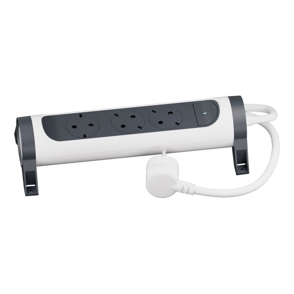 Удлинитель Legrand 694535 ПРЕМІУМ 3х2К+З розетки 16 А, поворотний, з кабелем 3 м, колір Білий/Чорний