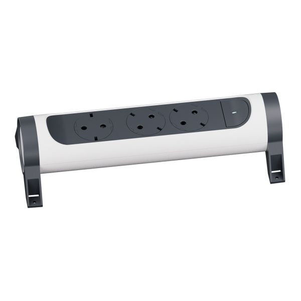 Удлинитель Legrand 694543 ПРЕМІУМ 3х2К+З розетки 16 А, поворотний, без кабеля , колір Білий/Чорний