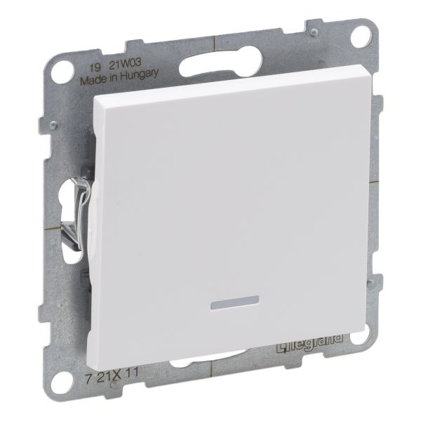 Выключатель 1-клавишный Legrand 721111 SUNO Вимикач одноклавішний з підсвіткою 10А автоматичні клеми, колір Білий