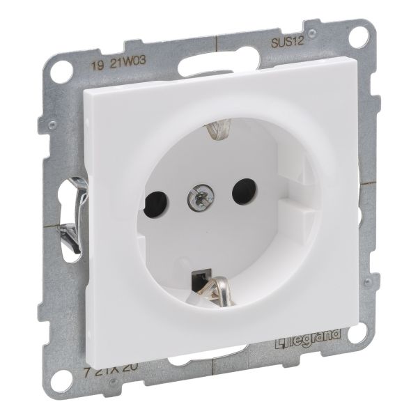 Розетка 220В Legrand 721120 SUNO Розетка силова 2К+З 16А, 250 В автоматичні клеми, зі шторками , колір Білий