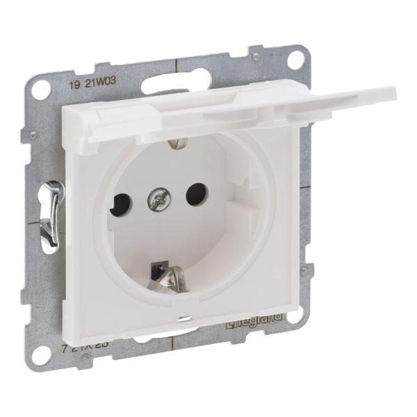 Розетка 220В Legrand 721127 SUNO Розетка силова 2К+З з кришкою 16А, 250 В автоматичні клеми , колір Білий