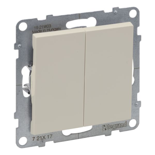 Выключатель без фиксации 2-клавишный Legrand 721217 SUNO Вимикач кнопковий 2-клавішний 6А автоматичні клеми