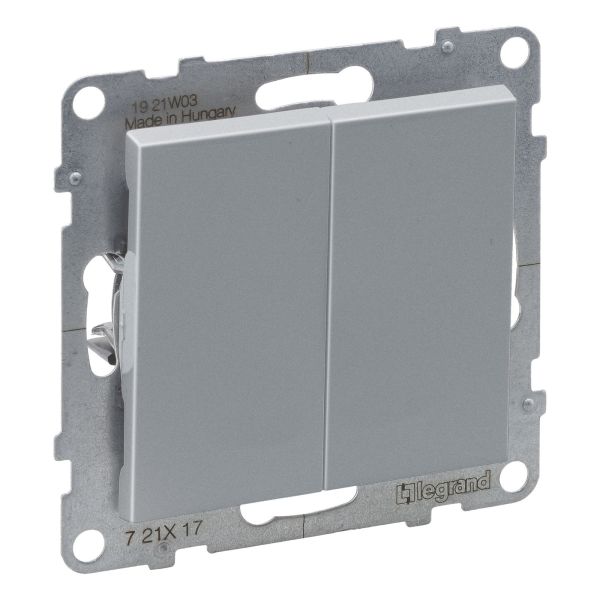 Выключатель без фиксации 2-клавишный Legrand 721317 SUNO Вимикач кнопковий 2-клавішний 6А автоматичні клеми