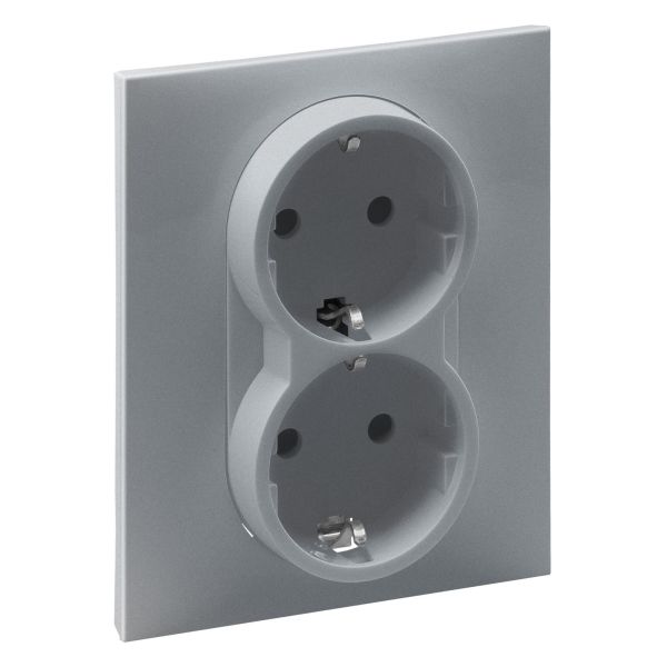 Розетка двойная 220В Legrand 721326 SUNO Розетка силова 2х2К+З 16А, 250 В авт. клеми, зі шторками