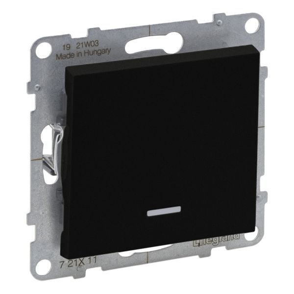 Вимикач 1-клавішний Legrand 721411 SUNO Вимикач одноклавішний з підсвіткою 10А автоматичні клеми, колір Чорний