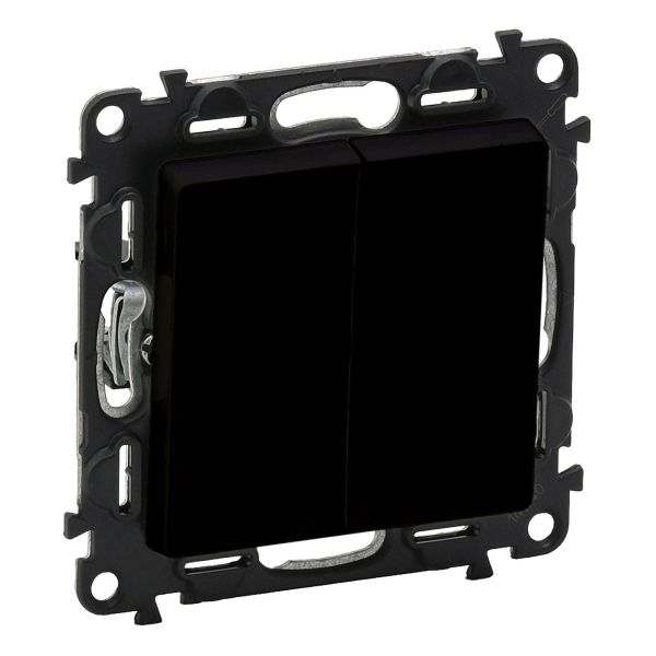 Перемикач прохідний 2-клавішний Legrand 756308 Valena Life/Allure Valena LIFE Перемикач 2-клавішний, автоматичні клеми. Колір Чорний матовий