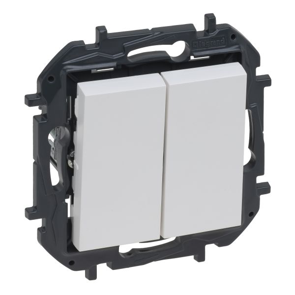 Выключатель без фиксации 2-клавишный Legrand 863112B NILOE STEP Вимикач кнопковий двоклавішний 6А автоматичні клеми