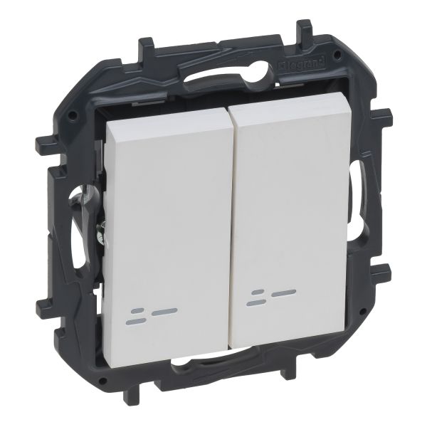 Выключатель 2-клавишный Legrand 863115B NILOE STEP Вимикач двоклавішний з підсвіткою 10А автоматичні клеми