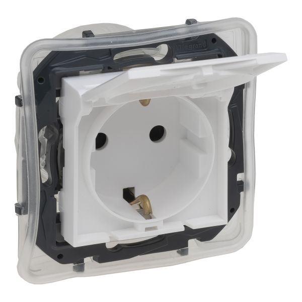 Розетка 220В Legrand 863123B NILOE STEP Розетка силова з кришкою 2К+З IP44 16А, 250 В автоматичні клеми