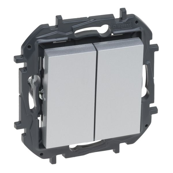 Выключатель 2-клавишный Legrand 863305B NILOE STEP Вимикач двоклавішний 10А автоматичні клеми