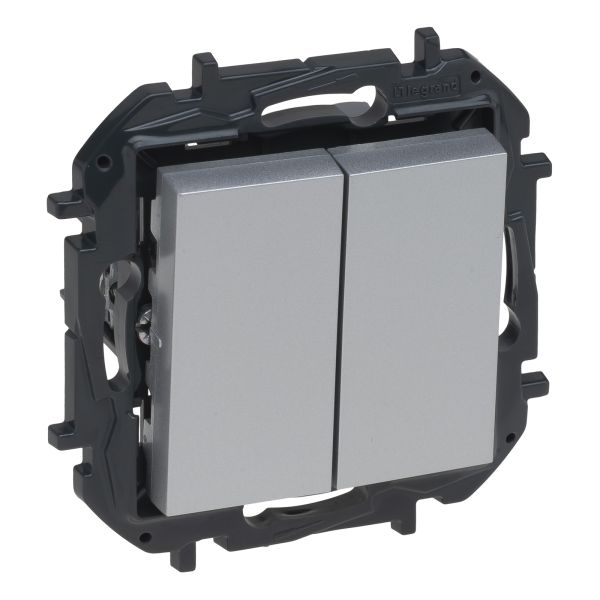 Переключатель проходной 2-клавишный Legrand 863308B NILOE STEP Перемикач двоклавішний 10А автоматичні клеми