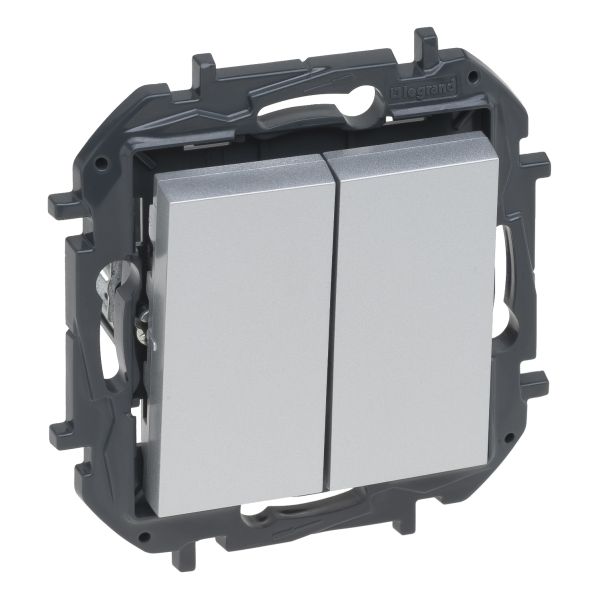 Выключатель без фиксации 2-клавишный Legrand 863312B NILOE STEP Вимикач кнопковий двоклавішний 6А автоматичні клеми