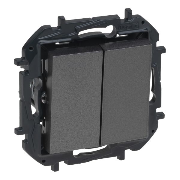 Переключатель проходной 2-клавишный Legrand 863408B NILOE STEP Перемикач двоклавішний 10А автоматичні клеми